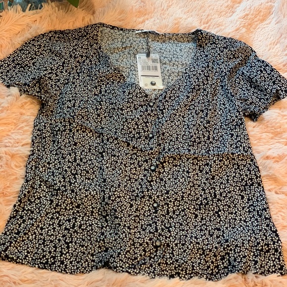 Mango Flower Printed Buttoned Blouse - Picture 7 of 7